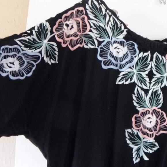 Bali Emerald Vintage 80s Floral Embroidered Boho Top and Skirt Set - Picture 3 of 13